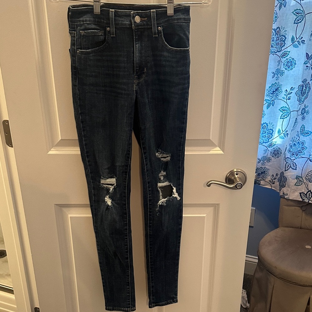 Levi’s Dark Wash Distressed Skinny Jeans - Women